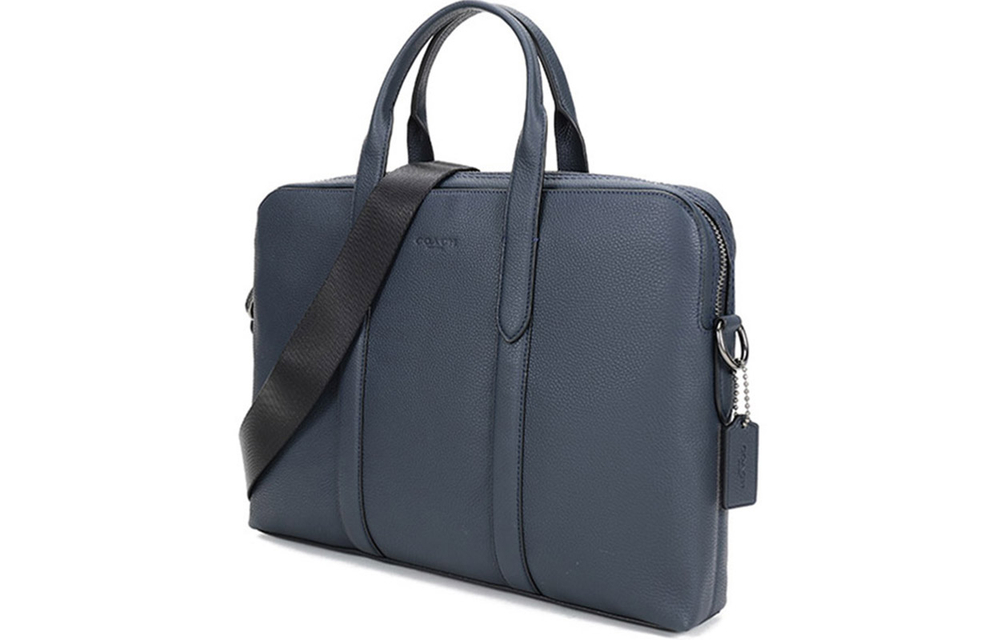 COACH Metropolitan Cow Leather Laptop Bag, Briefcase, Shoulder Bag, Crossbody Bag, Handbag Men"s Blue