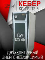 Котел газовый двухконтурный напольный Кебер КС-ГВ-12,5 TGV открытая 125 м2 атмосферный (ОТОПЛЕНИЕ + ГВС)