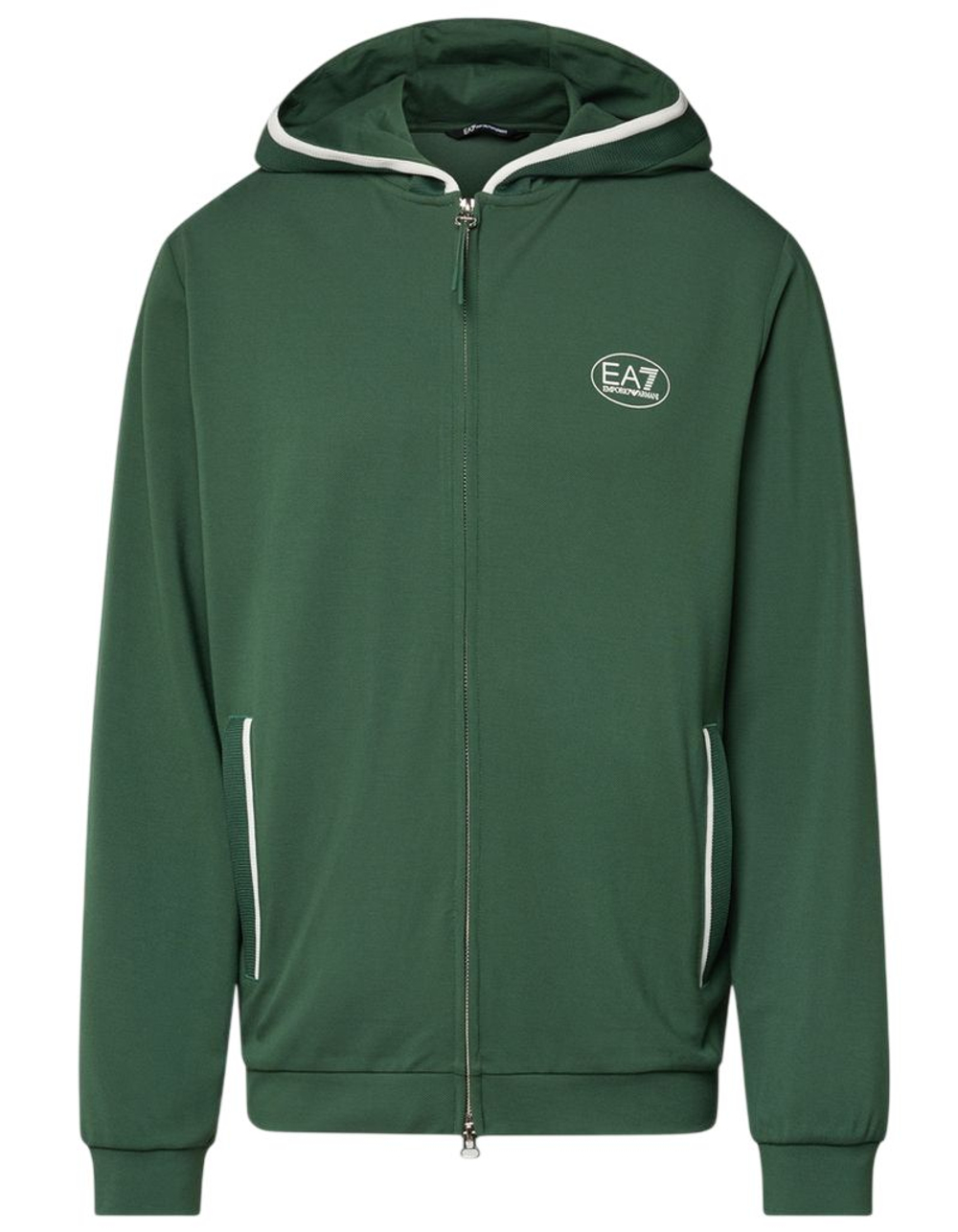 Мужская теннисная толстовка EA7 Tennis Zip-Up Hooded - cilantro