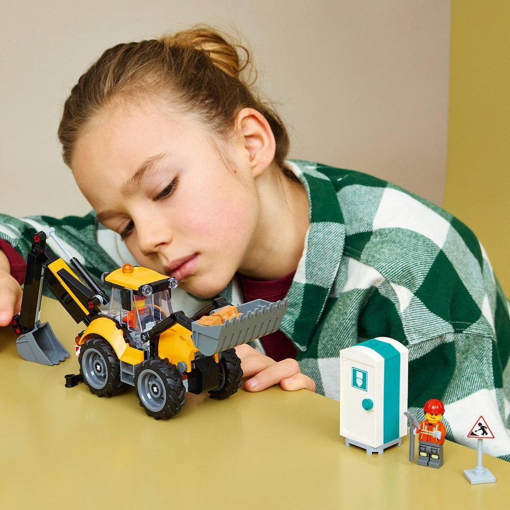 Конструктор Лего Сити Тяжёлый экскаватор-погрузчик 60480 | LEGO City Yellow Backhoe Loader | техника | 301 деталь | 7+
