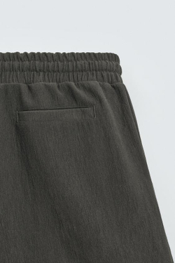 ZARA ШОРТЫ-ДЖОГГЕРЫ ИЗ РЕЛЬЕФНОЙ ТКАНИ, ЗЕЛЕНОВАТЫЙ
