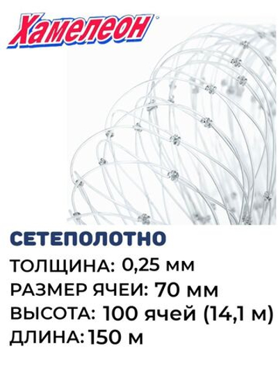 Сетеполотно леска 0,25 мм, яч. 70 мм, высота 14,1 м кукла