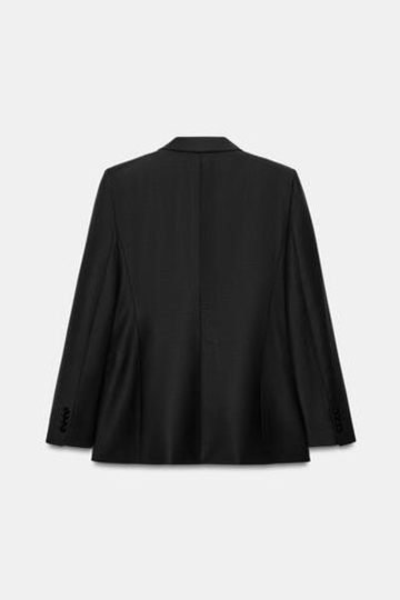 ZARA АСИММЕТРИЧНЫЙ БЛЕЙЗЕР С ШЕРСТЬЮ — ZW COLLECTION, ЧЕРНЫЙ