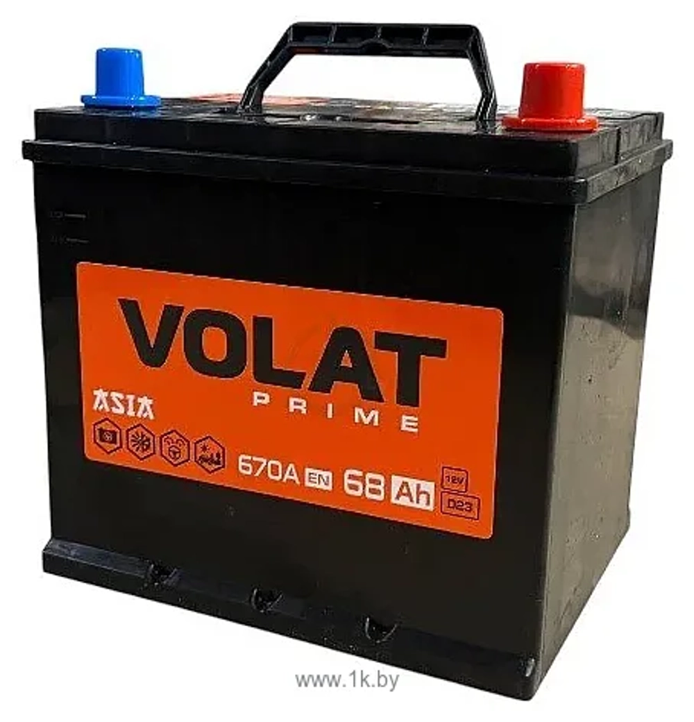VOLAT Prime Asia 68Ah R+ (нижний борт)