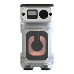 Фонарь Wuben X3 Pro, белый - общий вид корпуса с прозрачной панелью и встроенной катушкой