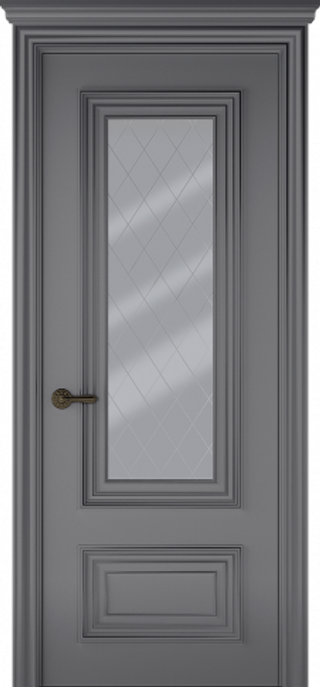 Дверь Палаццо 2 / Цвет Эмаль графит / Мателюкс белый витраж / Двери Belwooddoors