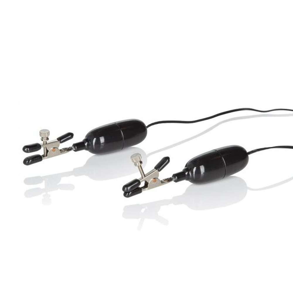 Зажимы на соски Nipple Clamps Vibrating с вибропулями (Цвет: черный)