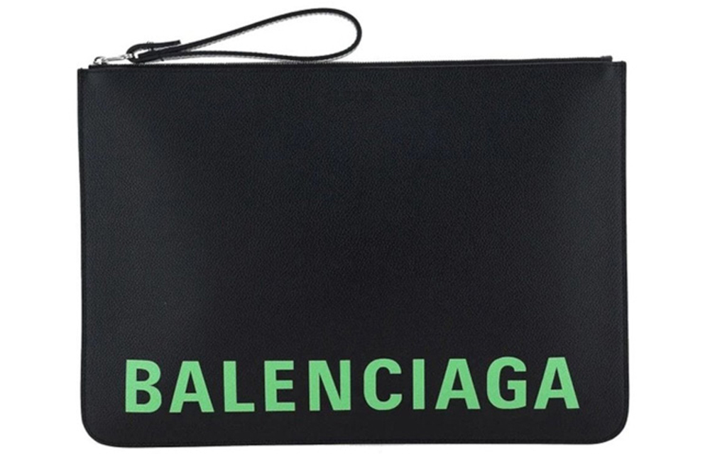 Balenciaga Leather Clutch Unisex Black