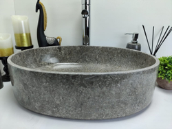 Раковина из мрамора Oval Grey Tin Lip MO-60351 52x38x14 из натурального камня