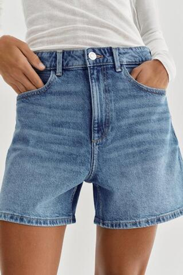 ZARA ШОРТЫ Z1975 MOM FIT, ВЫЦВЕТШИЙ СИНИЙ