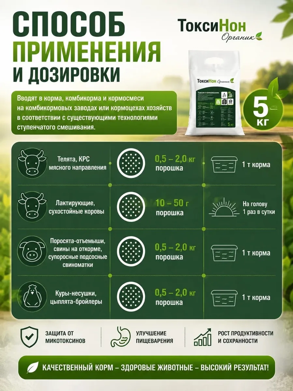 Адсорбент микотоксинов ТоксиНон в корм животным 5кг