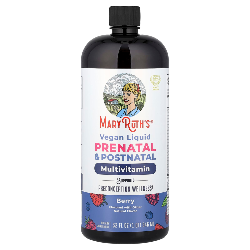MaryRuth's, веганские жидкие мультивитамины для пренатального и послеродового периодов, со вкусом ягод, 946 мл (32 жидк. унции)