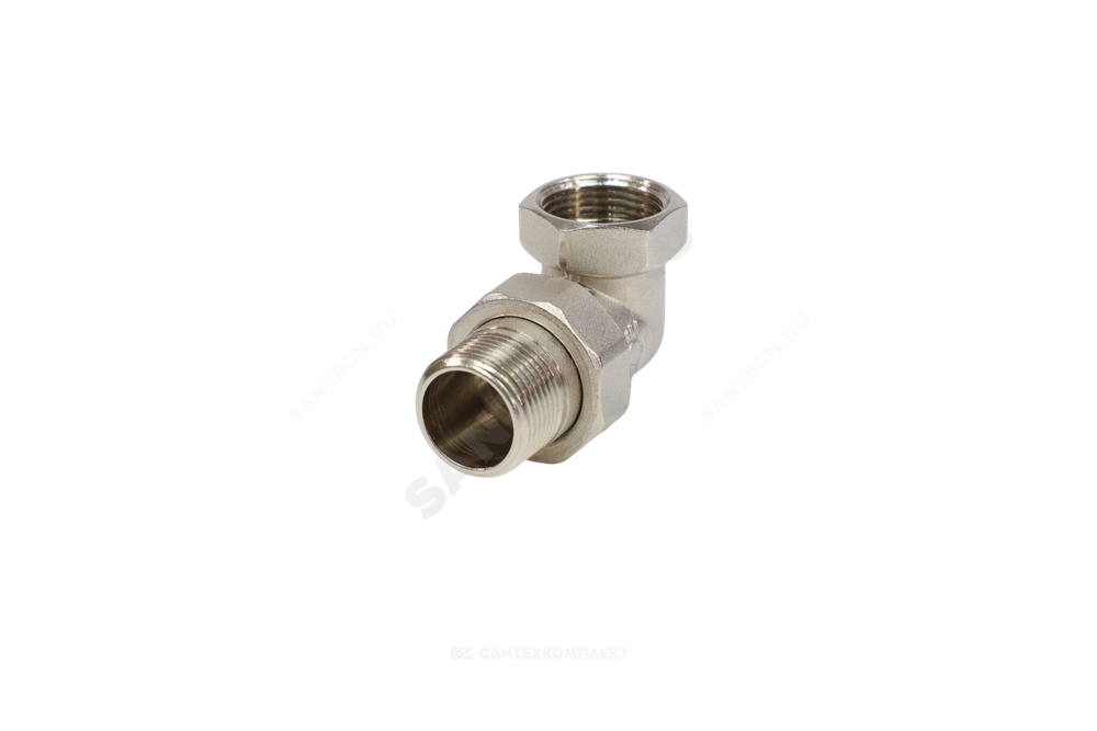 Соединитель латунь никель американка Ду 15 (1/2") угловой ВР/НР VALFEX VF.098.N.012