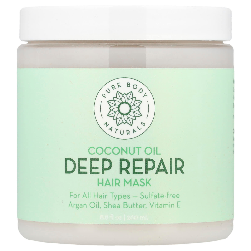 Pure Body Naturals, маска для глубокого восстановления волос с кокосовым маслом, 260 мл (8,8 жидк. унции)