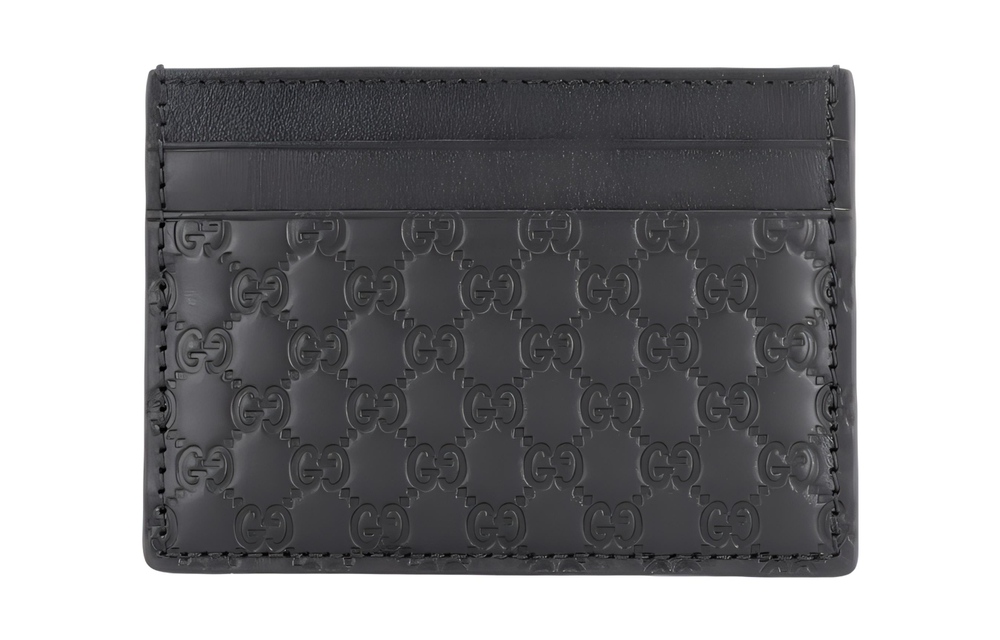 GUCCI Cow Leather Card Holder Card Holder Men"s Black
