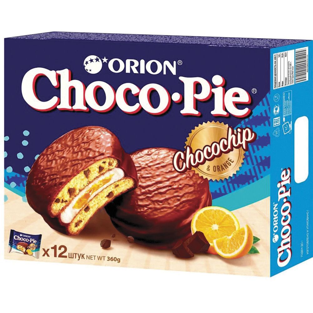 Orion Choco-Pie апельсин и шоколад пирожное, 360 г
