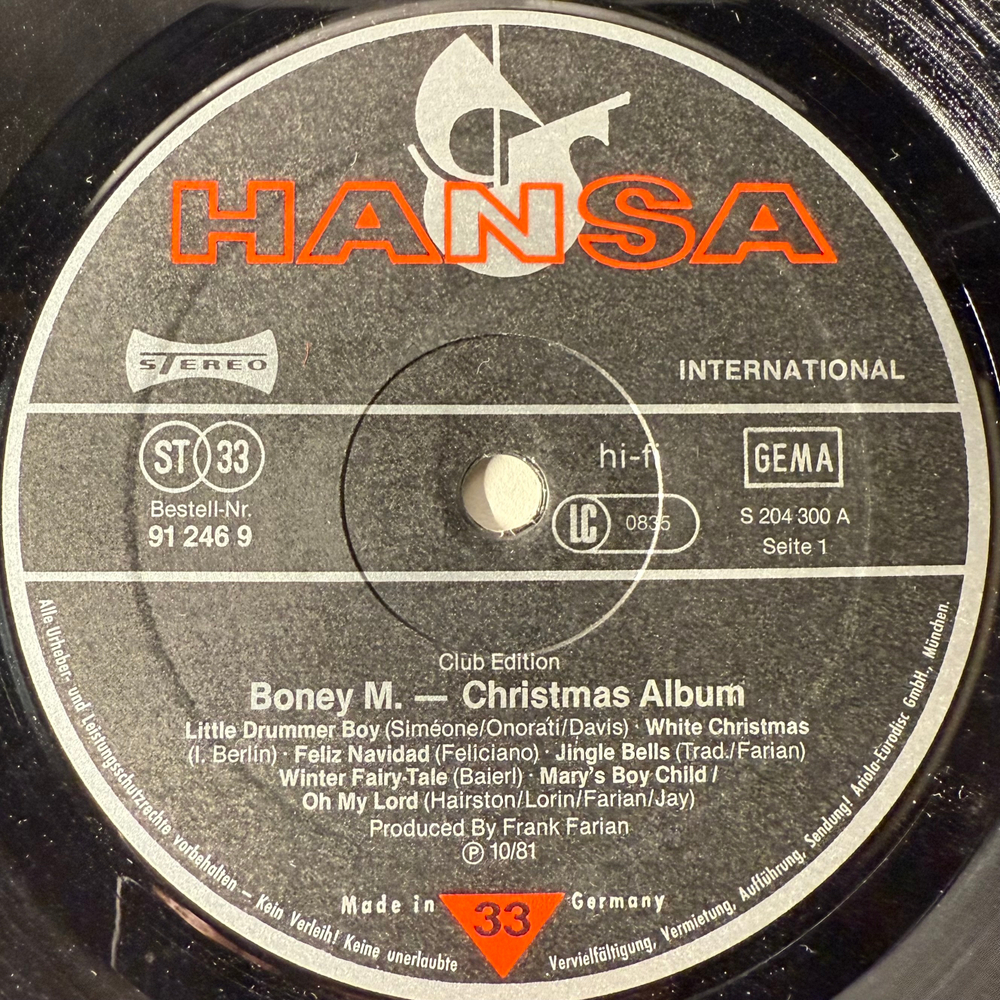 Boney M. ‎– Christmas Album (Германия 1981г.) Club