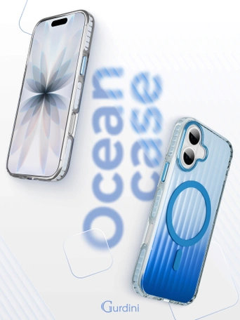 Чехол накладка iPhone 16 6.1" Gurdini Ocean Case (2) Transparent синий