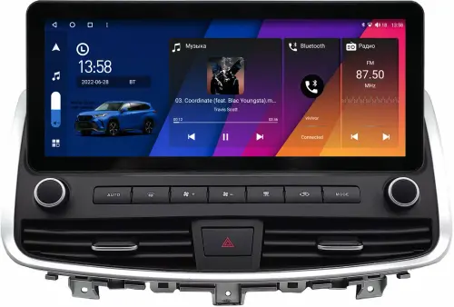 Магнитола для Nissan Teana 2008-2013 - Canbox H-Line 0810 монитор 12.3" QLED в стиле Audi на Android 10, Быстрая, ТОП-процессор, CarPlay, 4G SIM-слот