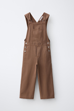 ZARA ЛЬНЯНОЙ ДЛИННЫЙ КОМБИНЕЗОН, КАРАМЕЛЬНЫЙ