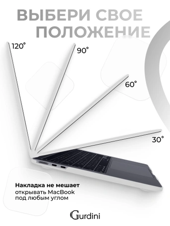 Чехол накладка Gurdini для Macbook Air 13.6" 2022 (A2681) пластик матовый White