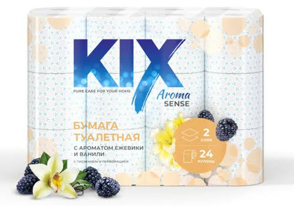 Туалетная бумага KIX Aroma Sense, Ежевика и ваниль, 2 слоя, 24 рулона