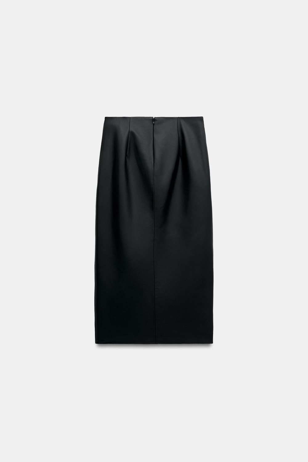 ZARA ПРЯМАЯ ЮБКА ПОД КОЖУ ZW COLLECTION, ЧЕРНЫЙ