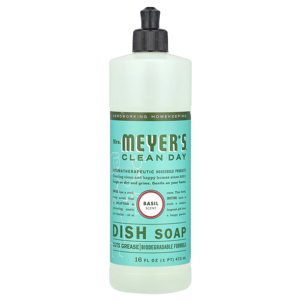Mrs. Meyers Clean Day, Жидкость для мытья посуды, аромат базилика, 16 жидк. унц. (473 мл)