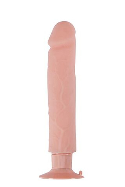 Большой телесный вибратор на присоске REALSTUFF 9INCH VIBRATOR - 23 см. (Цвет: телесный)