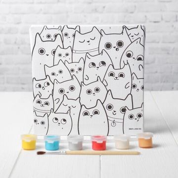 Картина по номерам "Милые котята" 15*15 см