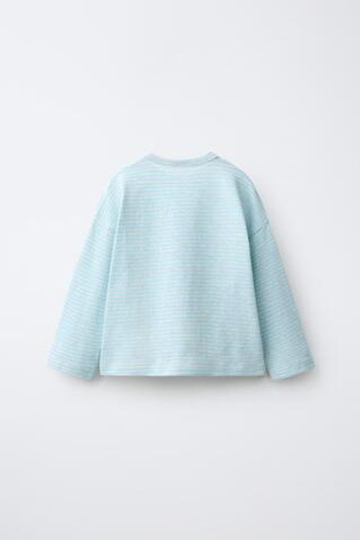ZARA ЛОНГСЛИВ В ПОЛОСКУ С ВЫШИВКОЙ, СИНИЙ