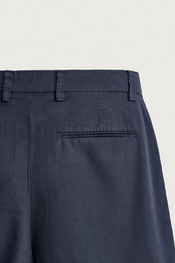 ZARA ШОРТЫ СО СКЛАДКАМИ REGULAR FIT, МОРСКОЙ СИНИЙ