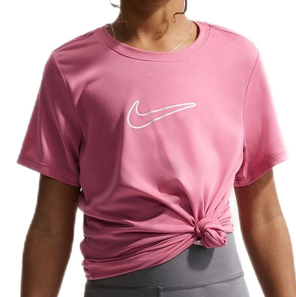 Футболка для девочки Nike Kids One Fitted Dri-Fit Short Sleeve - peony/white