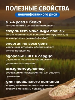 Рис нешлифованный органический, 500 гр