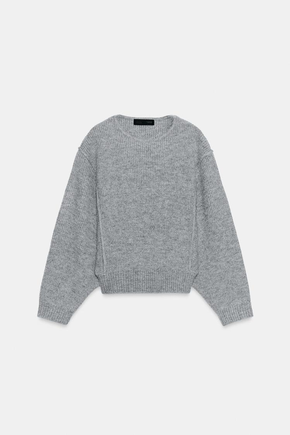 ZARA СВИТЕР С ЗАНИЖЕННОЙ ПРОЙМОЙ, СЕРЫЙ МЕЛАНЖ