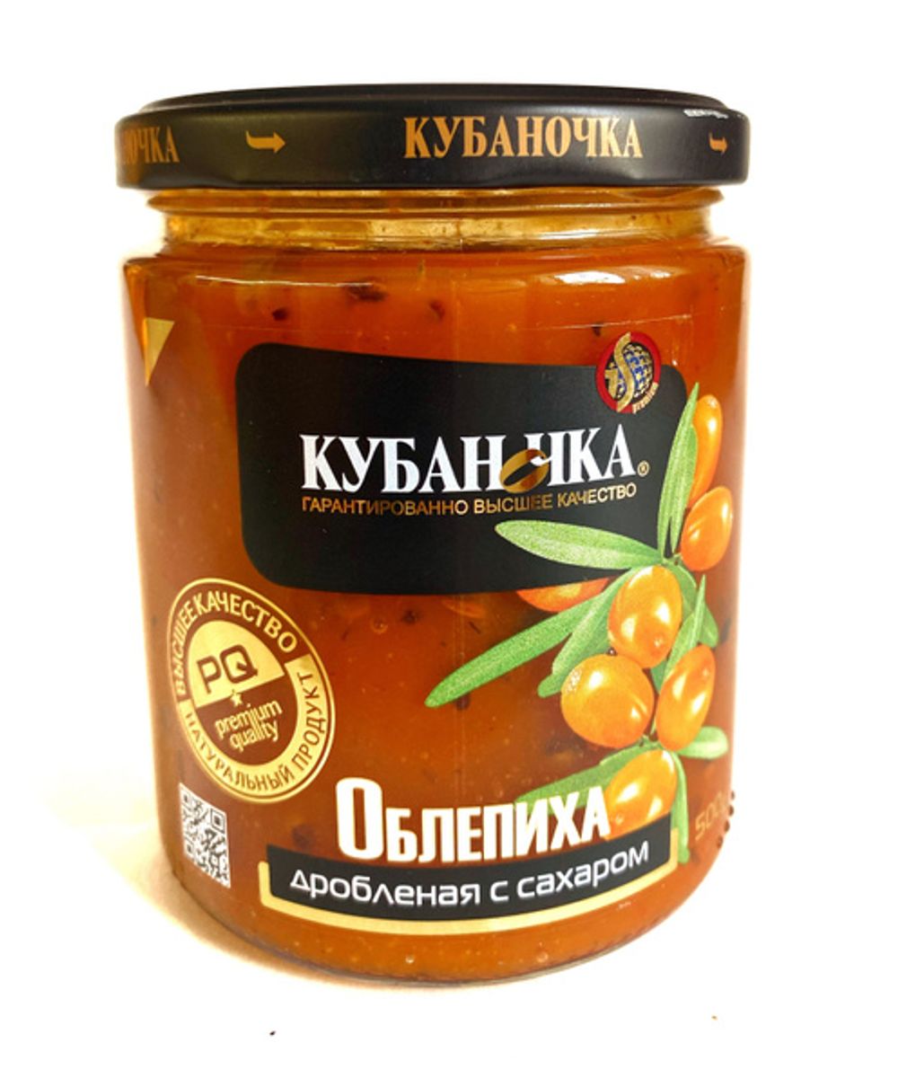Облепиха дробленая с сахаром ТМ Кубаночка ст/б 500 гр