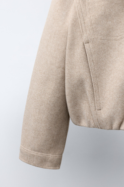 ZARA КУРТКА SOFT С ОБЪЕМНЫМ НИЗОМ, ПЕСОЧНЫЙ