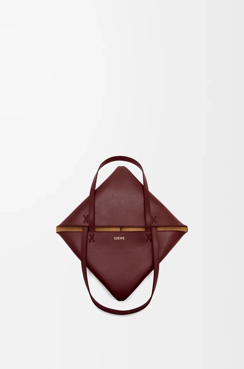 Loewe Средняя складная сумка-тоут Puzzle Fold из блестящей телячьей кожи, бургунди