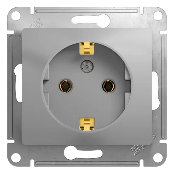 Розетка с заземлением без шторок Systeme Electric Glossa Алюминий GSL000343