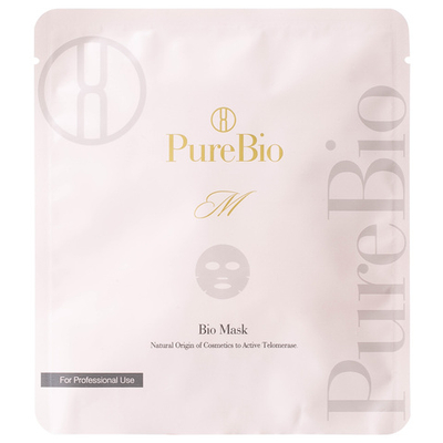 PureBio Антивозрастная биомаска на основе биоцеллюлозы для лица Пьюэ Био-Bio Mask, 30 мл х 4 шт.