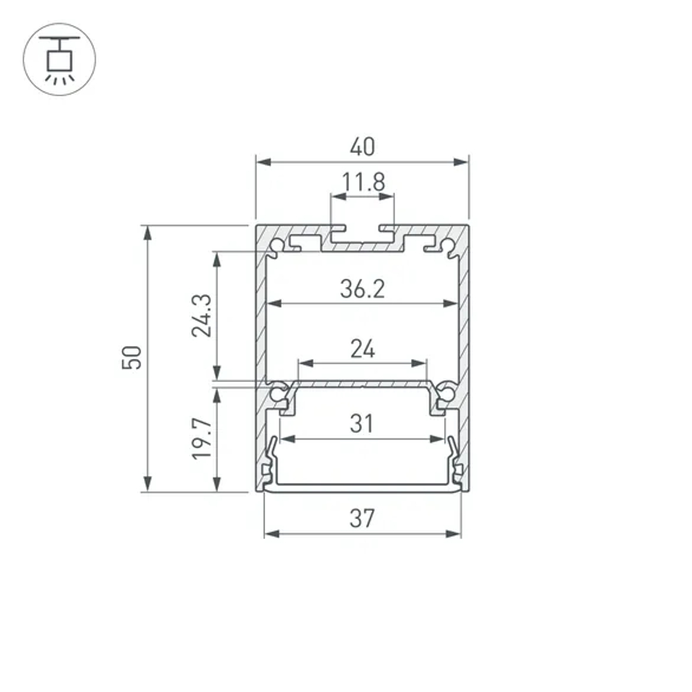 Профиль IP-LINE-4050-2000 ANOD (Arlight, Алюминий) 055135