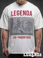 Футболка оверсайз хлопковая белая LEGENDA Чудское озеро