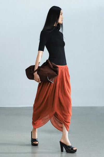 Асимметричная юбка миди со сборками — ZW COLLECTION — ZARA