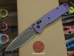Нож Benchmade 535 Bugout Frag Titanium Damascus A+++ - фиолетовый титан, клинок дамаск