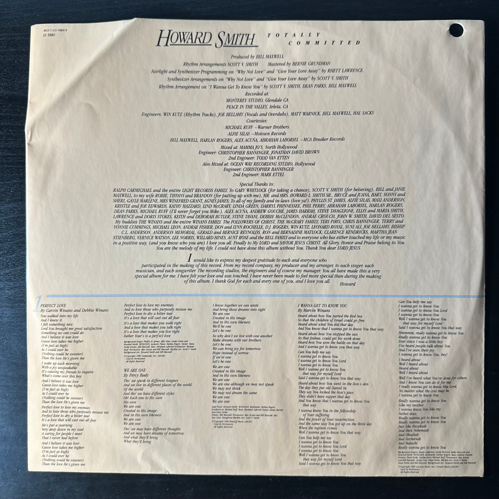 Howard Smith ‎– Totally Committed (США 1985г.)