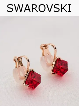 Клипсы Миражи с красными кристаллами Swarovski