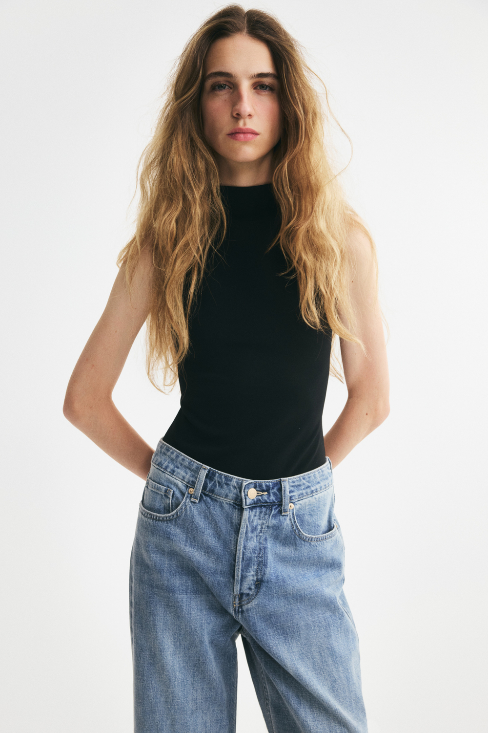 Боди с воротником-гольф - H&M