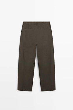 Massimo Dutti Брюки-бананы с защипами, хаки