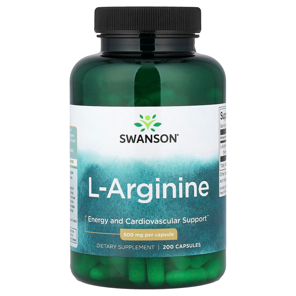 Swanson Vitamins, L-аргинин, 500 мг, 200 капсул