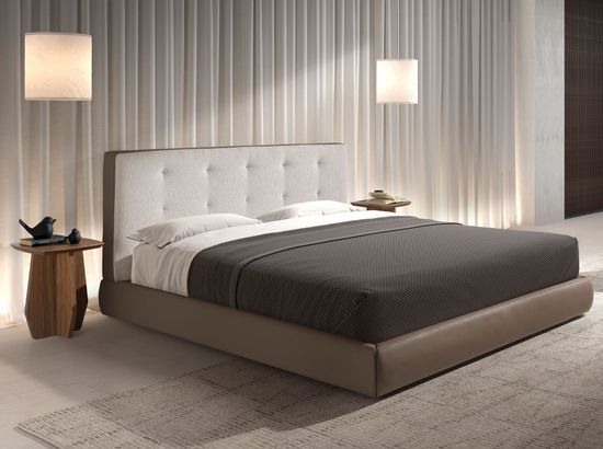 Кровать 7174 Angel Cerda из коричневой ткани и коричневой эко-кожи 180x200 см